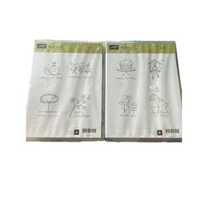 Stampin Up 2 Sets of 4 Stamps Easy Events Wedding Christmas Birthday Baby NEW